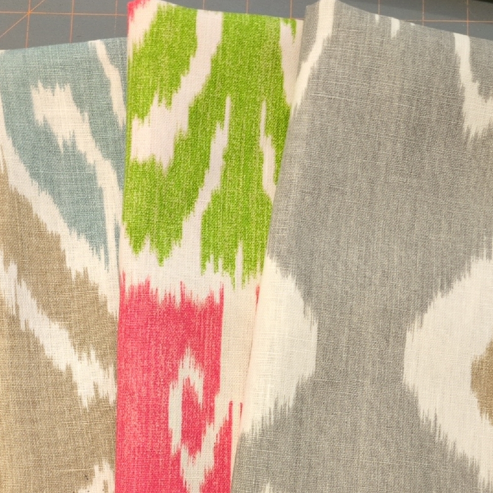 Colorful Ikat Style Printed Linen Fabric - 3 pieces